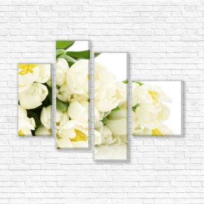 модульные картины Белый букет тюльпанов